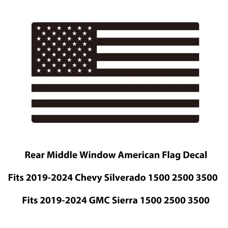 Zxiaochun Rear Middle Window American Flag Decal for Chevy Silverado/GMC Sierra 2019-2022 2023 2024 2025 Back Center Sliding Window USA Flag Vinyl Sticker Exterior Accessories(Matte Black) - Image 2